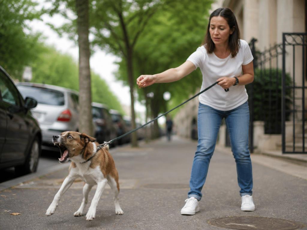 Propriétaire tendant une friandise à son chien qui l'ignore, hyper-focalisé sur un déclencheur